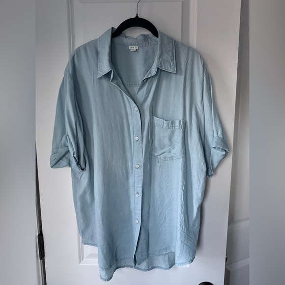 aerie Tops - aerie Soft Light Blue Button-Down Shirt